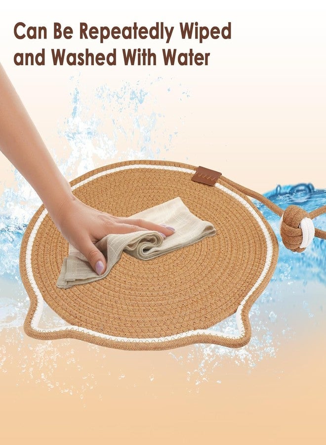 DERIKO Cat Scratcher Mat - Natural Cotton Rope Round Cat Scratch Pad, 15.7” Horizontal Floor Scratching Pad for Indoor Cats, Furniture Protector for Walls, Couch, Carpets, & Sofas - Image 5